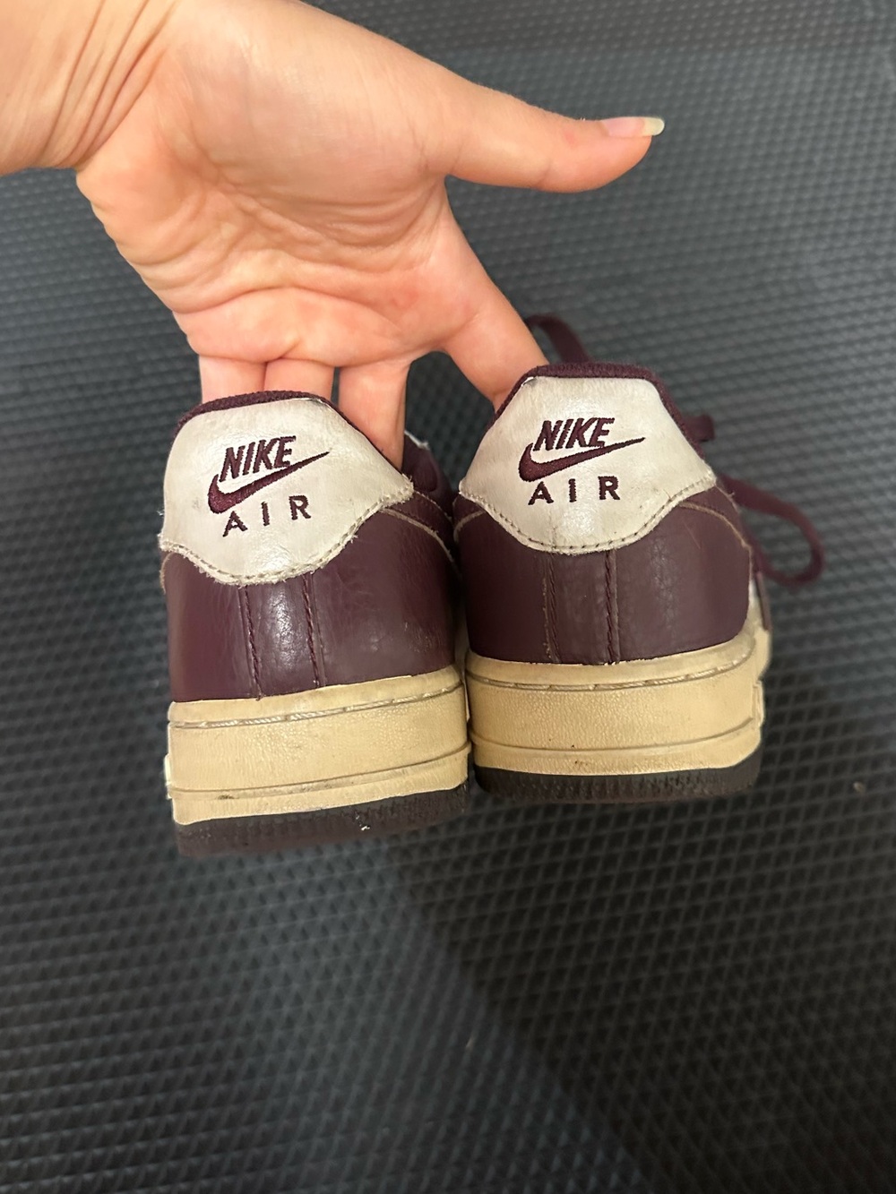 Vintage Nike Air Force 1 Quilted Sneakers in White and Burgundy